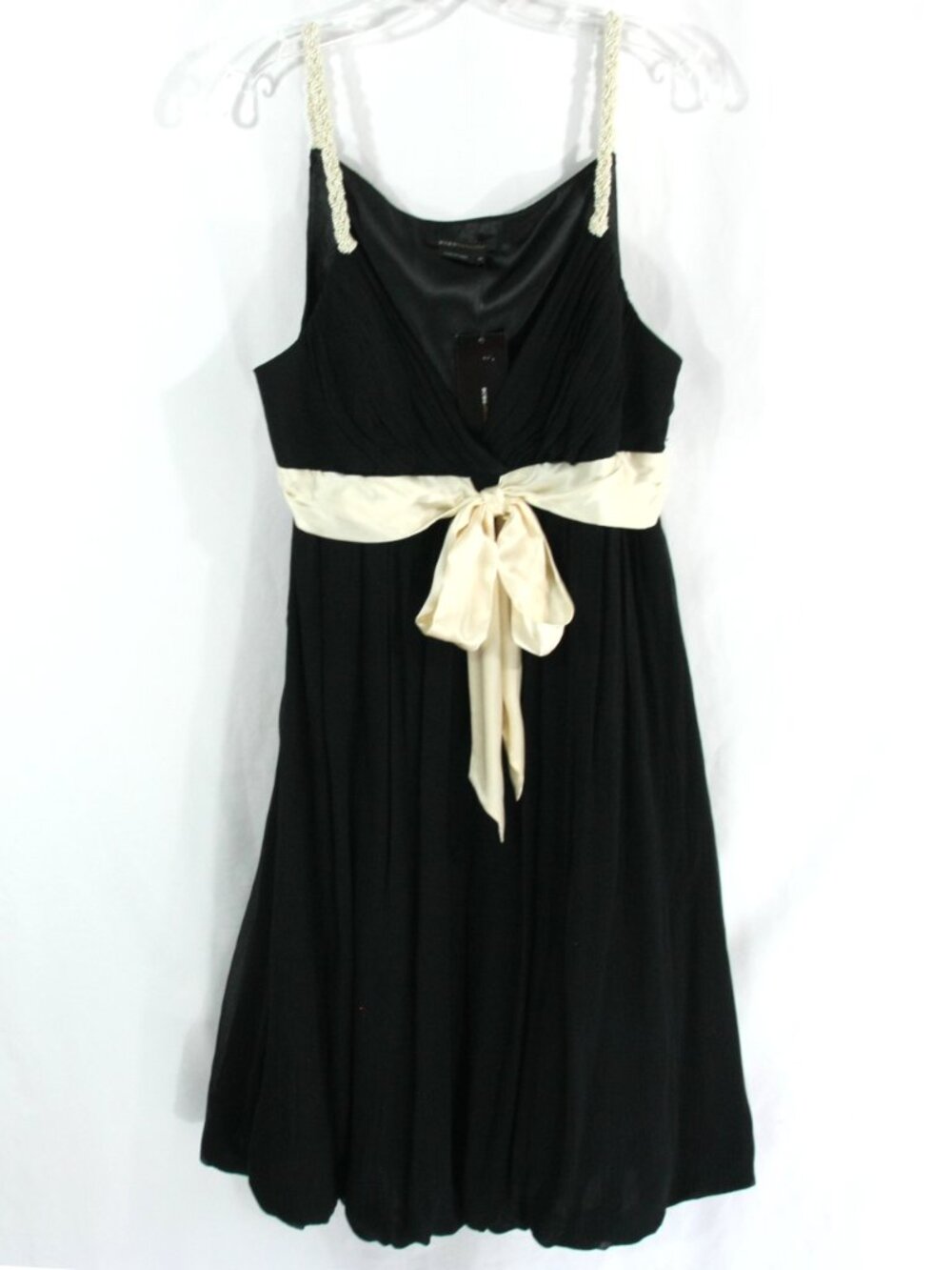 NEW BCBG Max Azria Black SILK Chiffon Beaded Bubble Skirt Cocktail Mini Dress 10